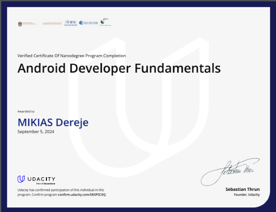 Verified Nanodegree: Android Developer Fundamentals